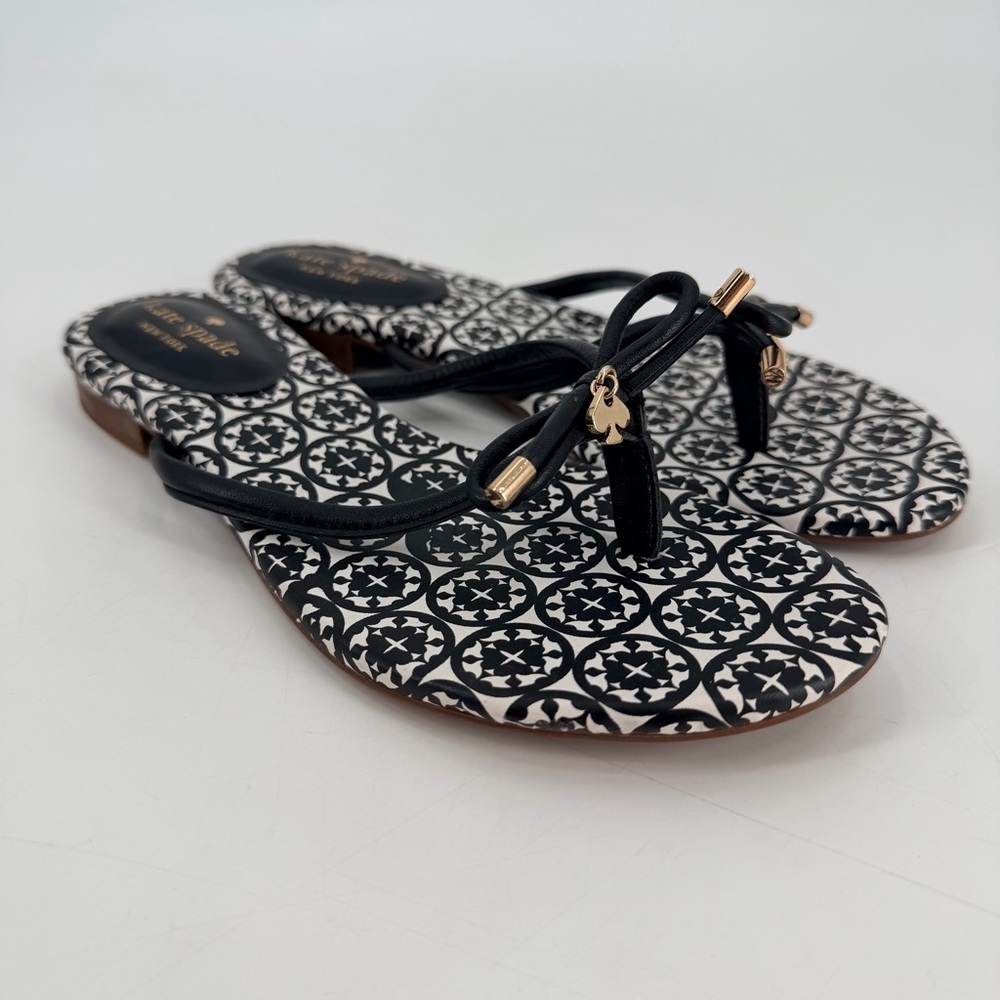 Kate Spade Blue Slinky Strap Bow Flip Flops Sandals Size 7